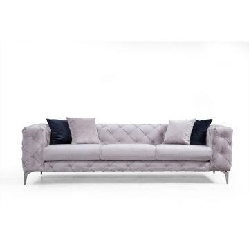 Canapea Fixa cu 3 Locuri Favalli, Chester, Gri deschis, 230x90x73 cm