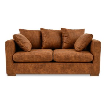 Canapea maro coniac cu tapițerie din imitație de piele 175 cm Hamburg – Scandic