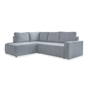 Colțar gri deschis extensibil cu tapițerie din catifea reiată (cu colț pe partea stângă ) Brave Dave – Miuform