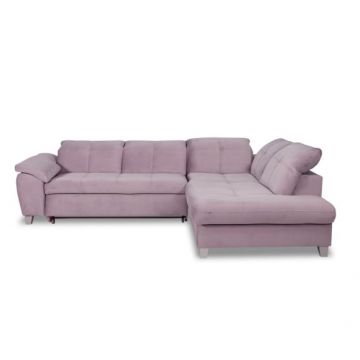 Coltar Extensibil Cu Otoman Mic Dreapta Sevilia Lux, Lada Depozitare, 5 Locuri, Tetiere Reglabile, Lada Depozitare, Roz, 280 Cm