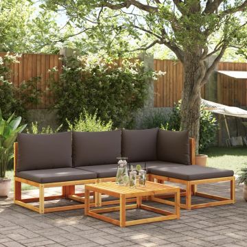 vidaXL Set canapele de grădină cu 5 piese, lemn de salcâm și frânghie