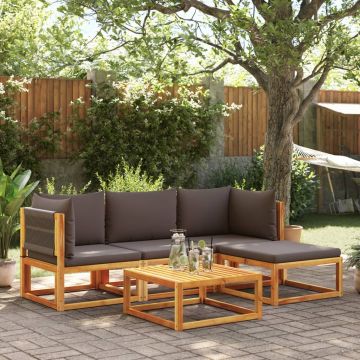 vidaXL Set canapele de grădină cu 5 piese, lemn de salcâm și frânghie