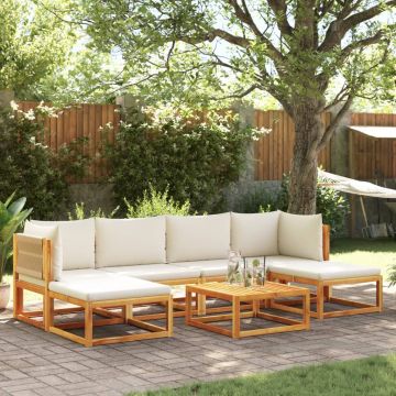 vidaXL Set canapele de grădină cu 7 piese, perne, lemn de salcâm și frânghie