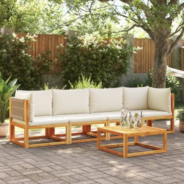 vidaXL Set canapele de grădină cu 4 piese, lemn de acacia și frânghie