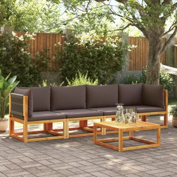 vidaXL Set canapele de grădină cu 4 piese, lemn de acacia și frânghie