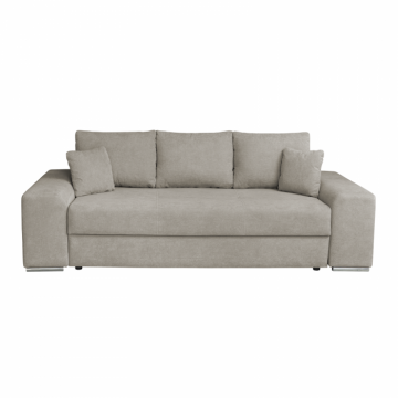 Canapea AMALIA II extensibila, 3 locuri, cu arcuri si lada depozitare, bej, 252x105x78 cm