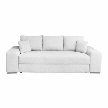 Canapea AMALIA II extensibila, 3 locuri, cu arcuri si lada depozitare, gri deschis, 252x105x78 cm