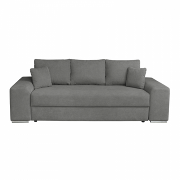 Canapea AMALIA II extensibila, 3 locuri, cu arcuri si lada depozitare, gri inchis, 252x105x78 cm