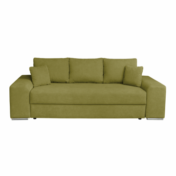 Canapea AMALIA II extensibila, 3 locuri, cu arcuri si lada depozitare, verde deschis, 252x105x78 cm