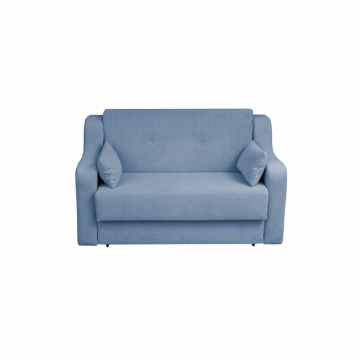 Canapea GINA II extensibila, 2 locuri, cu arcuri si lada depozitare, albastru deschis, 155x100x95 cm