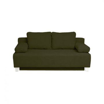 Canapea YASMIN II extensibila, 3 locuri, cu arcuri si lada depozitare, verde inchis, 190x100x90 cm