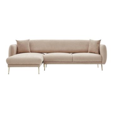 Colțar bej (cu colț pe partea stângă/cu șezlong) Simena – Balcab Home