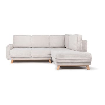 Colțar bej extensibil cu tapițerie din catifea reiată (cu colț pe partea dreaptă) Tori – Bonami Selection