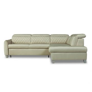 Coltar Extensibil Cu Otoman Dreapta Tiago, 5 Locuri, Tetiere Reglabile, Crem, 255 Cm
