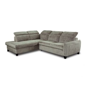 Coltar Extensibil Cu Otoman Stanga Tiago, 5 Locuri, Tetiere Reglabile, Maro, 255 Cm