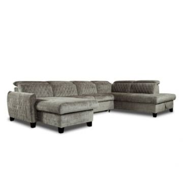 Coltar U Extensibil Tiago, Dreapta, Lada Depozitare, 6 Locuri, Tetiere Reglabile, Colonial Si Maro, 330 Cm