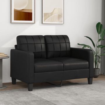 Canapea cu 2 locuri, negru, 120 cm, piele ecologică