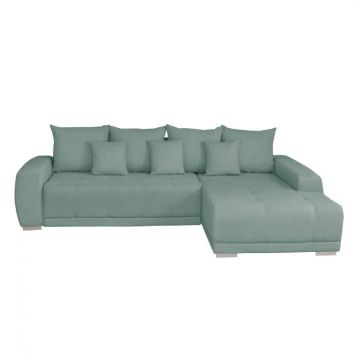 Coltar MARIBO II extensibil, cu arcuri si lada depozitare, colt dreapta, mint, 282x205x92 cm