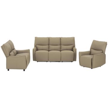 Set Canapea Și Fotolii, piele, gri, bej