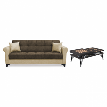Set Canapea SALLY extensibila, maro + bej si masuta cafea TABLE, wenge Set Canapea SALLY extensibila, maro + bej si masuta cafea TABLE, wenge