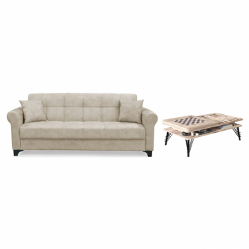 Set Canapea SALLY extensibila si masuta cafea TABLE, bej