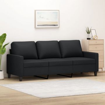 Canapea cu 3 locuri, negru, 180 cm, piele ecologică