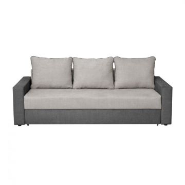 Canapea NICO II 3L extensibila, 3 locuri, cu arcuri si lada depozitare, gri inchis + gri deschis, 220x85x75 cm