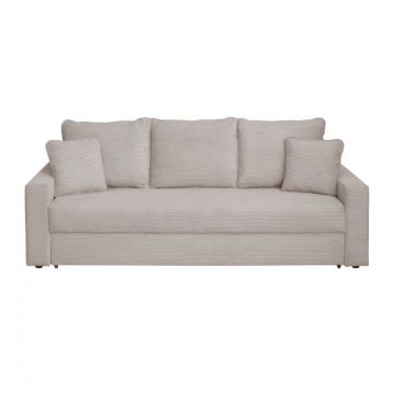 Canapea NICO II LUX extensibila, 3 locuri, cu arcuri si lada depozitare, bej inchis, 220x85x75 cm