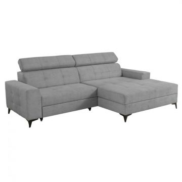 Coltar FLORIDA ONE extensibil, cu arcuri si lada depozitare, colt dreapta, gri, 280x175x95 cm