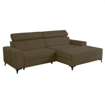 Coltar FLORIDA ONE extensibil, cu arcuri si lada depozitare, colt dreapta, kaki, 280x175x95 cm