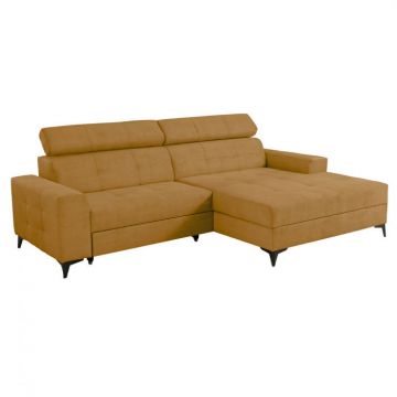 Coltar FLORIDA ONE extensibil, cu arcuri si lada depozitare, colt dreapta, mustar, 280x175x95 cm