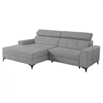 Coltar FLORIDA ONE extensibil, cu arcuri si lada depozitare, colt stanga, gri, 280x175x95 cm
