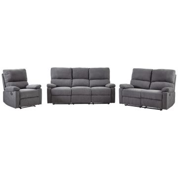 Set Canapea Și Fotolii, textil, gri închis