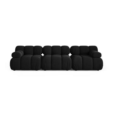 Canapea modulara 3 locuri, Bellis-51, Micadoni Home, 282x94x70 cm, catifea, negru