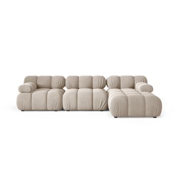 Coltar modular dreapta 4 locuri, Bellis-51, Micadoni Home, 282x155x70 cm, catifea, bej inchis