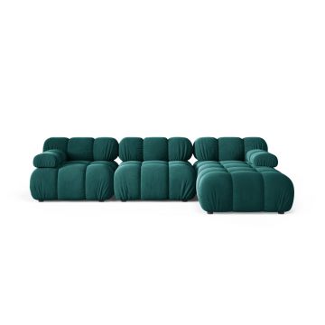 Coltar modular dreapta 4 locuri, Bellis-51, Micadoni Home, 282x155x70 cm, catifea, turcoaz