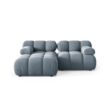 Coltar modular stanga 3 locuri, Bellis-51, Micadoni Home, 188x155x70 cm, catifea, albastru deschis