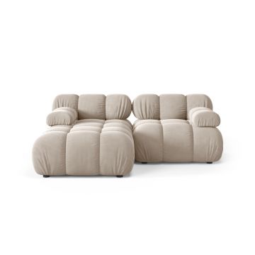 Coltar modular stanga 3 locuri, Bellis-51, Micadoni Home, 188x155x70 cm, catifea, bej inchis