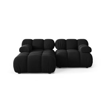 Coltar modular stanga 3 locuri, Bellis-51, Micadoni Home, 188x155x70 cm, catifea, negru