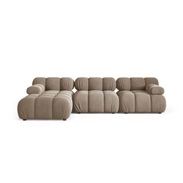 Coltar modular stanga 4 locuri, Bellis-51, Micadoni Home, 282x155x70 cm, catifea, cappuccino