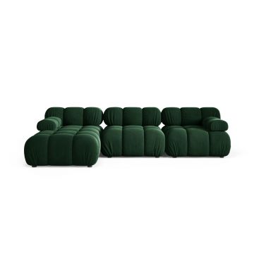 Coltar modular stanga 4 locuri, Bellis-51, Micadoni Home, 282x155x70 cm, catifea, verde bottle