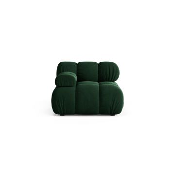 Modul stanga pentru canapea, 1 loc, Bellis-51, Micadoni Home, 94x94x70 cm, catifea, verde bottle