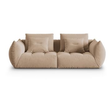 Canapea bej cu tapițerie din catifea 232 cm Bloom – Micadoni