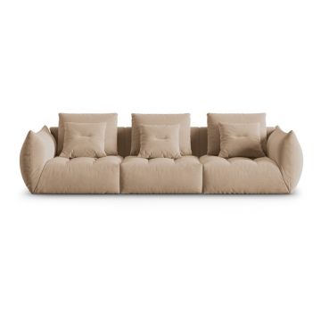 Canapea bej cu tapițerie din catifea 332 cm Bloom – Micadoni
