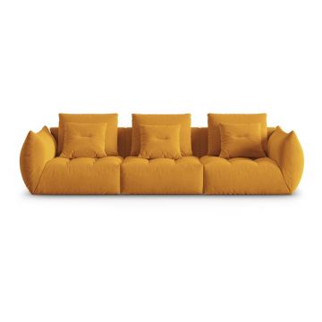 Canapea galbenă cu tapițerie din catifea 332 cm Bloom – Micadoni