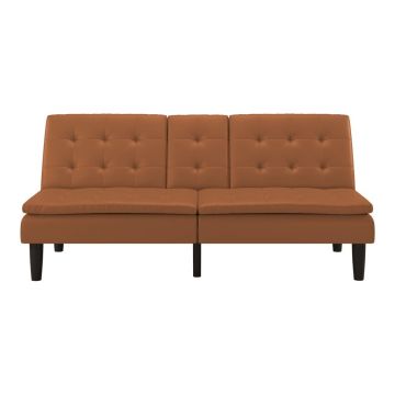 Canapea maro coniac extensibilă cu tapițerie din imitație de piele 191 cm Maine – Støraa