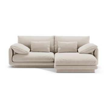 Colțar alb cu tapițerie din catifea (cu colț pe partea dreaptă/cu șezlong) Torino – Micadoni