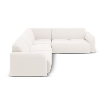 Colțar alb cu tapițerie din țesătură bouclé (cu colț variabil/în formă de ”L”) Molino – Micadoni Home