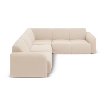 Colțar bej cu tapițerie din țesătură bouclé (cu colț variabil/în formă de ”L”) Molino – Micadoni Home