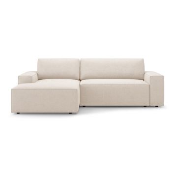 Colțar bej extensibil cu tapițerie din țesătură bouclé (cu colț pe partea stângă ) Jodie – Micadoni Home